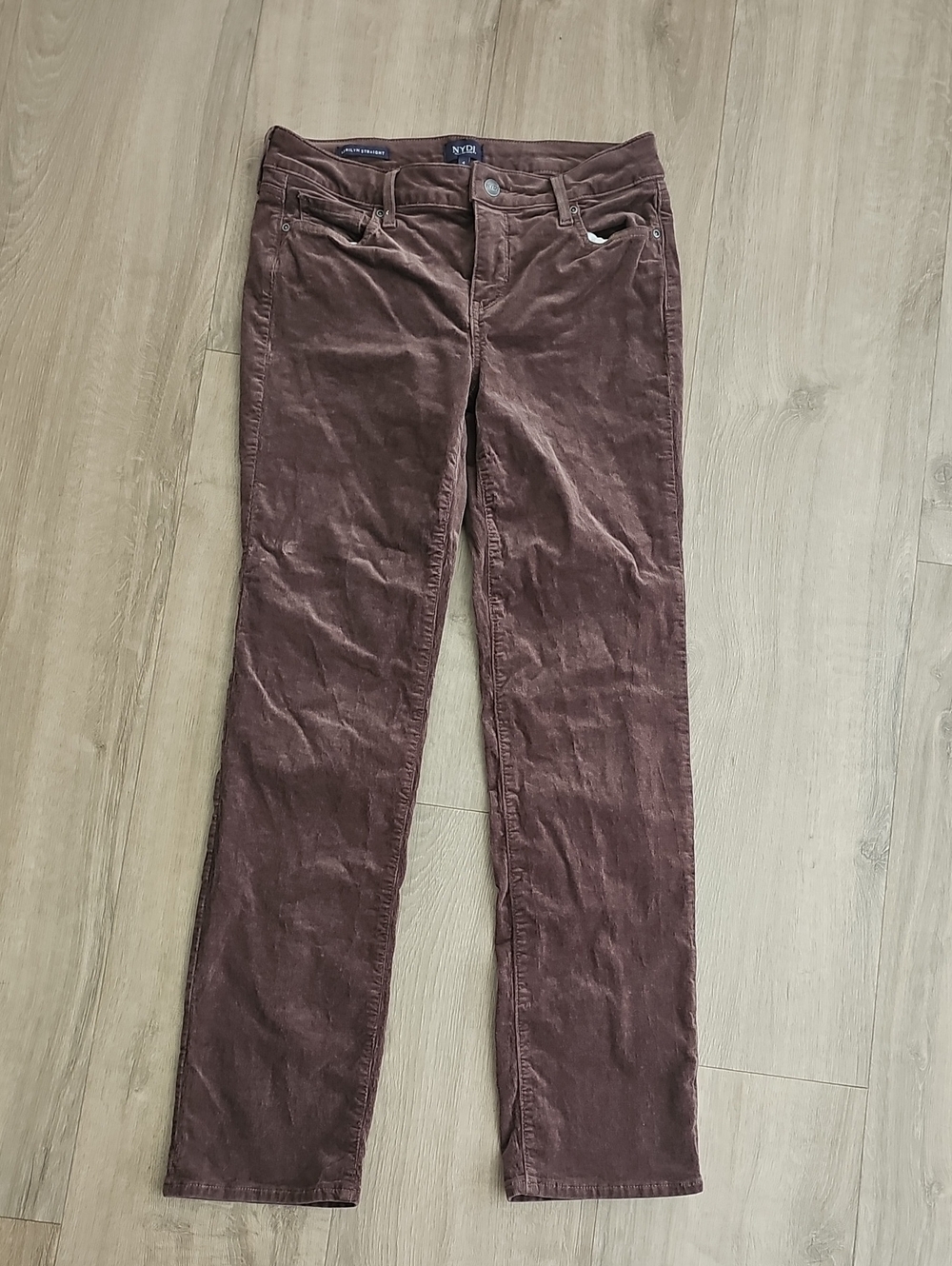 NYDJ Marilyn Straight Brown Corduroy Straight Pants Size 4